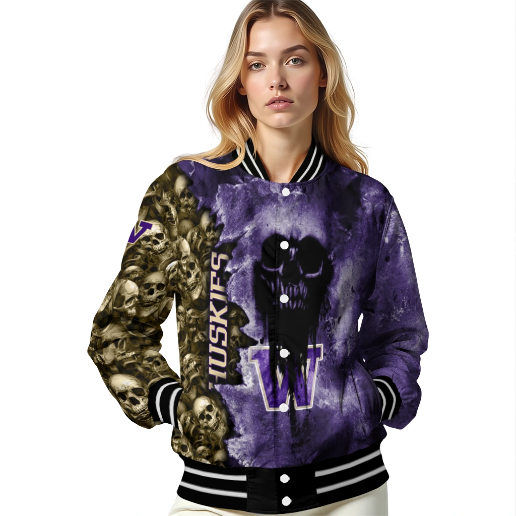 customized washington huskies skull cluster purple varsity jacket latest model customized washington huskies skull cluster purple varsity jacket latest model