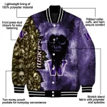 customized washington huskies skull cluster purple varsity jacket best selling