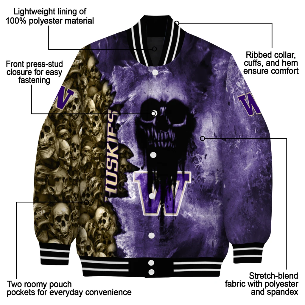 customized washington huskies skull cluster purple varsity jacket new arrival customized washington huskies skull cluster purple varsity jacket new arrival