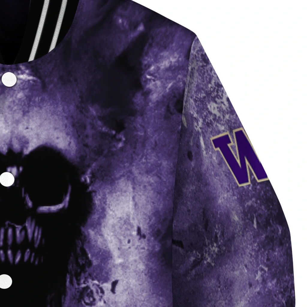 customized washington huskies skull cluster purple varsity jacket premium grade customized washington huskies skull cluster purple varsity jacket premium grade