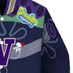 customized washington huskies spongebob playtime purple blue varsity jacket best selling