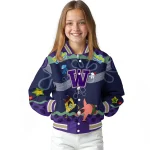 customized washington huskies spongebob playtime purple blue varsity jacket best selling
