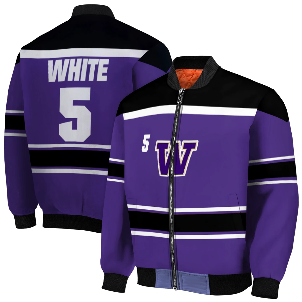 customized washington huskies stripe statement purple black bomber jacket best selling customized washington huskies stripe statement purple black bomber jacket best selling