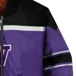 customized washington huskies stripe statement purple black bomber jacket best selling