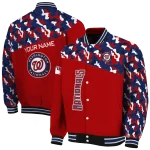 customized washington nationals camouflage print red varsity jacket best selling
