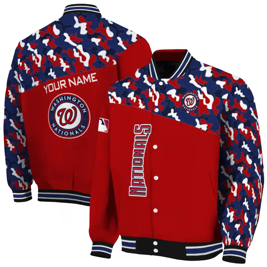 customized washington nationals camouflage print red varsity jacket fashion forward customized washington nationals camouflage print red varsity jacket fashion forward