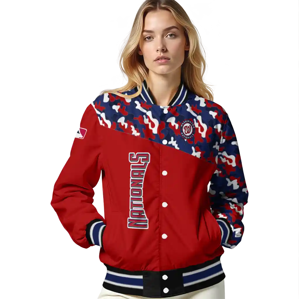 customized washington nationals camouflage print red varsity jacket latest model customized washington nationals camouflage print red varsity jacket latest model