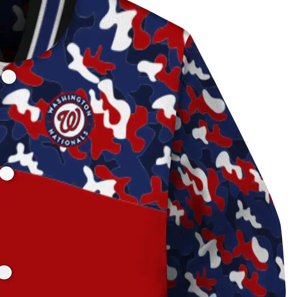 customized washington nationals camouflage print red varsity jacket premium grade customized washington nationals camouflage print red varsity jacket premium grade