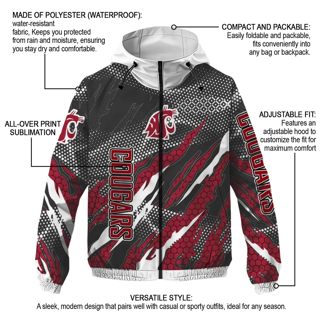 customized washington state cougars claw mesh crimson gray windbreaker jacket new arrival customized washington state cougars claw mesh crimson gray windbreaker jacket new arrival