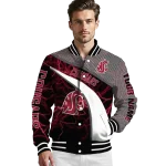 customized washington state cougars electric flash crimson varsity jacket best selling