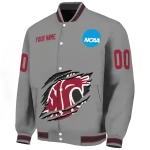 customized washington state cougars feral slash grey varsity jacket best selling