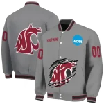 customized washington state cougars feral slash grey varsity jacket best selling