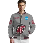 customized washington state cougars feral slash grey varsity jacket best selling