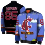 customized washington state cougars mario blocks blue black bomber jacket best selling