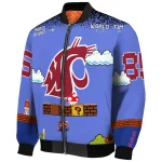 customized washington state cougars mario blocks blue black bomber jacket best selling