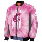 customized washington state cougars pink tie dye pink bomber jacket best selling