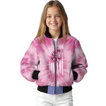 customized washington state cougars pink tie dye pink bomber jacket best selling