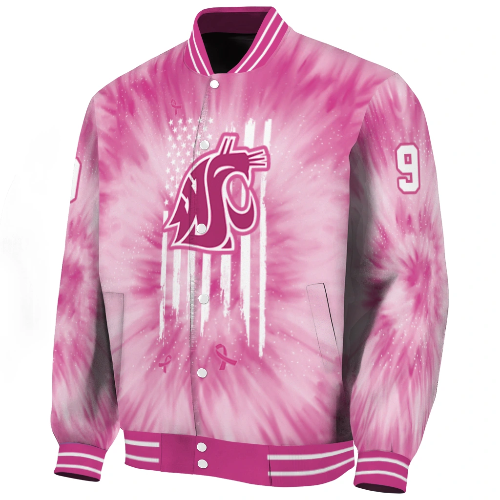 customized washington state cougars pink tie dye pink varsity jacket best selling customized washington state cougars pink tie dye pink varsity jacket best selling