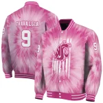 customized washington state cougars pink tie dye pink varsity jacket best selling