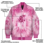 customized washington state cougars pink tie dye pink varsity jacket best selling