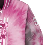 customized washington state cougars pink tie dye pink varsity jacket best selling