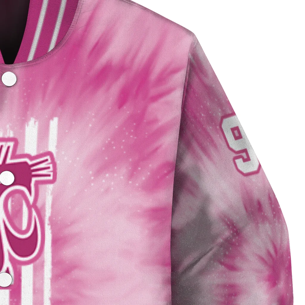 customized washington state cougars pink tie dye pink varsity jacket premium grade customized washington state cougars pink tie dye pink varsity jacket premium grade