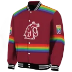 customized washington state cougars rainbow jersey number crimson varsity jacket best selling