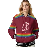 customized washington state cougars rainbow jersey number crimson varsity jacket best selling