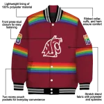 customized washington state cougars rainbow jersey number crimson varsity jacket best selling