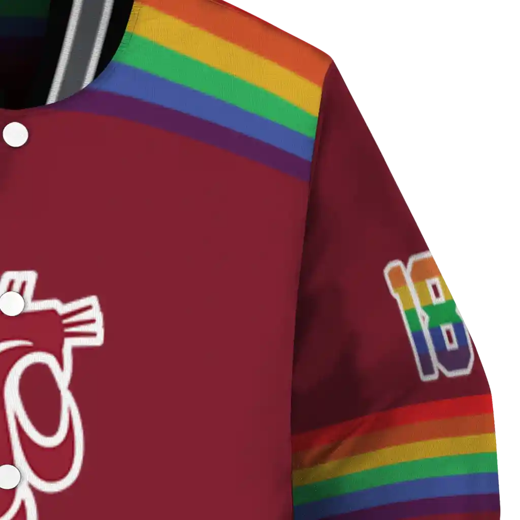 customized washington state cougars rainbow jersey number crimson varsity jacket premium grade customized washington state cougars rainbow jersey number crimson varsity jacket premium grade