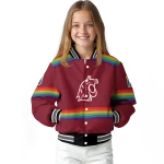 customized washington state cougars rainbow jersey number crimson varsity jacket best selling