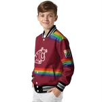 customized washington state cougars rainbow jersey number crimson varsity jacket best selling