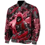 customized washington state cougars skull horde crimson varsity jacket best selling