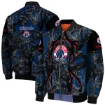 customized washington wizards antlers motif blue black bomber jacket best selling