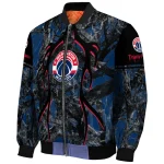 customized washington wizards antlers motif blue black bomber jacket best selling