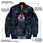 customized washington wizards antlers motif blue black bomber jacket best selling