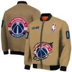 customized washington wizards claw opening beige bomber jacket best selling