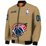 customized washington wizards claw opening beige bomber jacket best selling