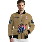 customized washington wizards claw opening beige bomber jacket best selling