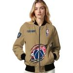customized washington wizards claw opening beige bomber jacket best selling