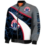 customized washington wizards electric flash blue bomber jacket best selling