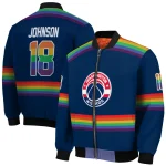 customized washington wizards rainbow jersey number blue bomber jacket best selling