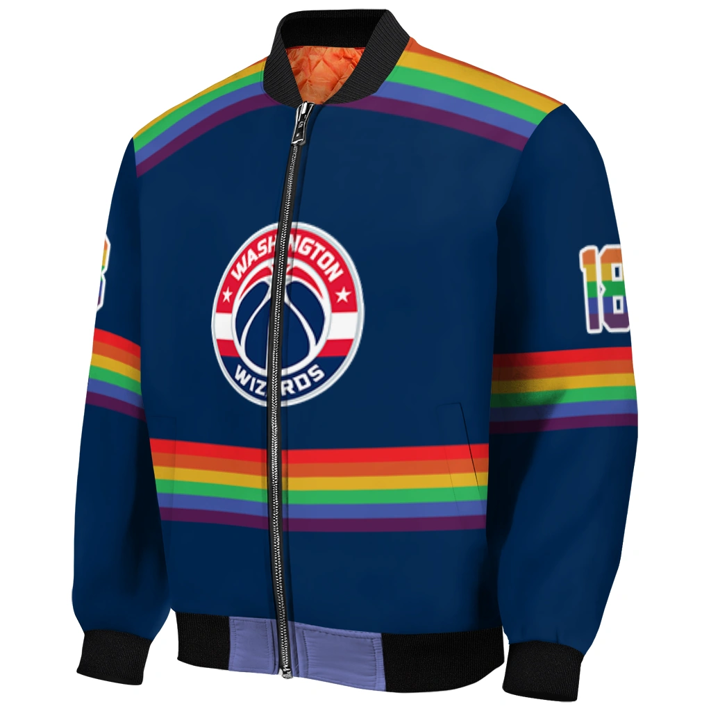 customized washington wizards rainbow jersey number blue bomber jacket fashion forward customized washington wizards rainbow jersey number blue bomber jacket fashion forward
