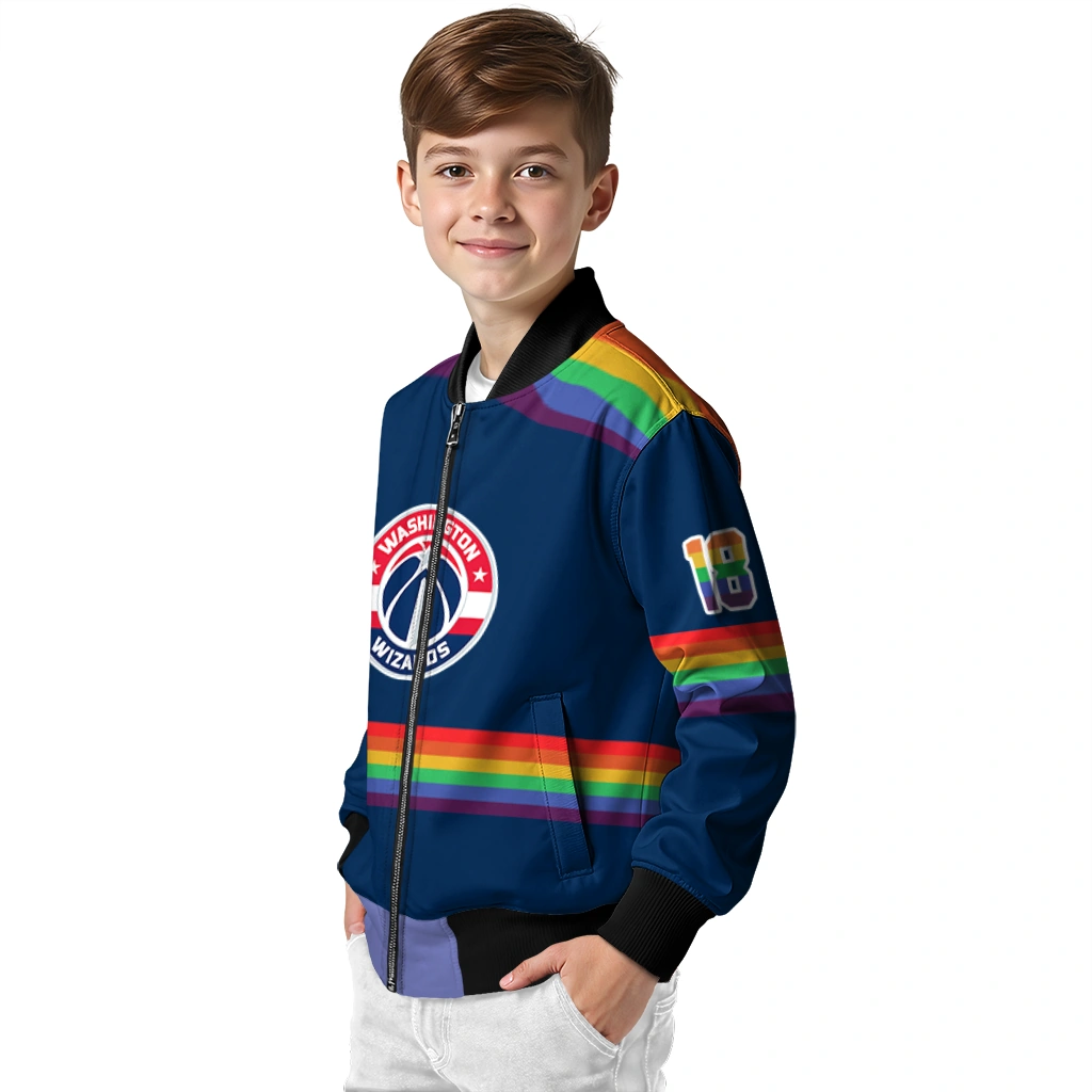 customized washington wizards rainbow jersey number blue bomber jacket trendy customized washington wizards rainbow jersey number blue bomber jacket trendy