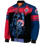 customized washington wizards reaper hands blue black bomber jacket best selling