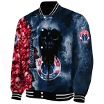 customized washington wizards skull cluster blue varsity jacket best selling