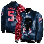 customized washington wizards skull cluster blue varsity jacket best selling