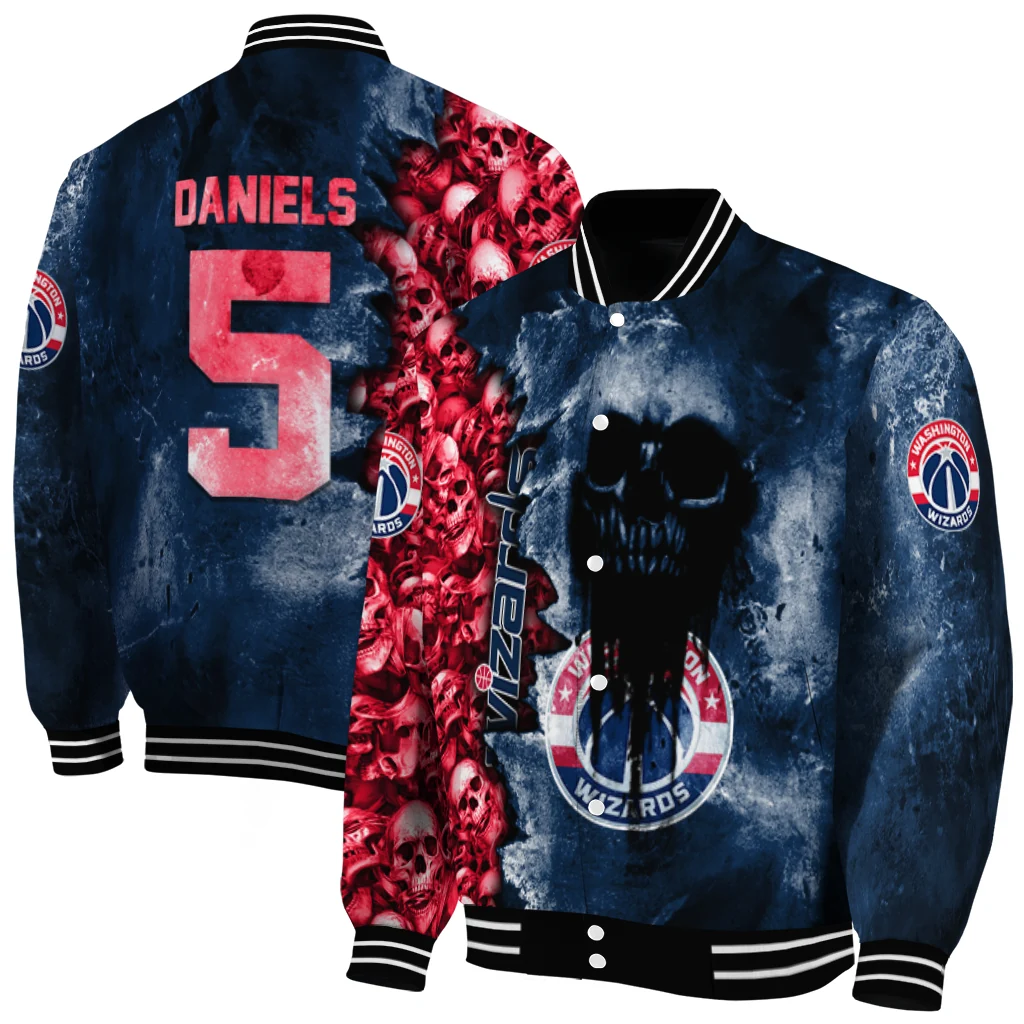 customized washington wizards skull cluster blue varsity jacket fashion forward customized washington wizards skull cluster blue varsity jacket fashion forward