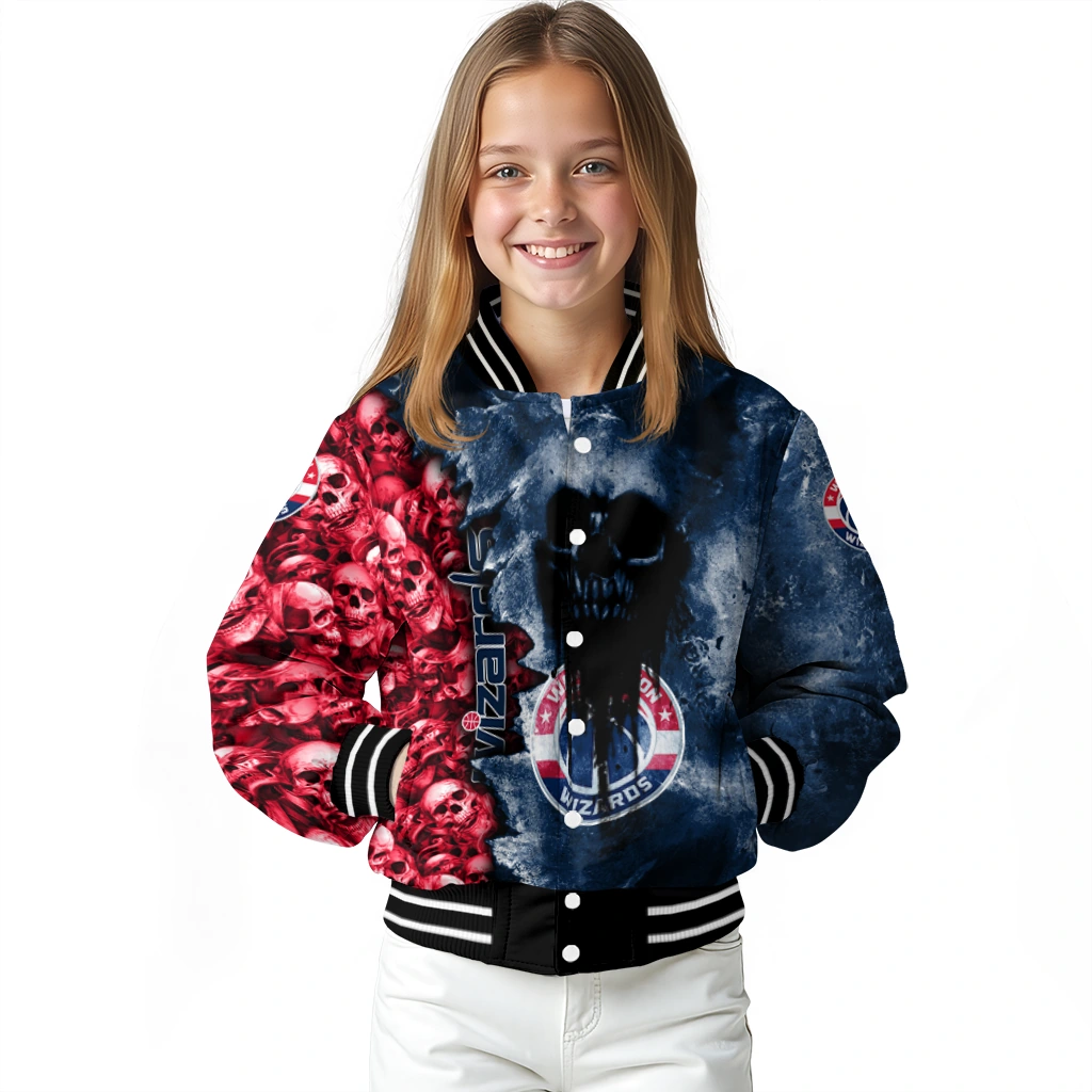 customized washington wizards skull cluster blue varsity jacket top rated customized washington wizards skull cluster blue varsity jacket top rated