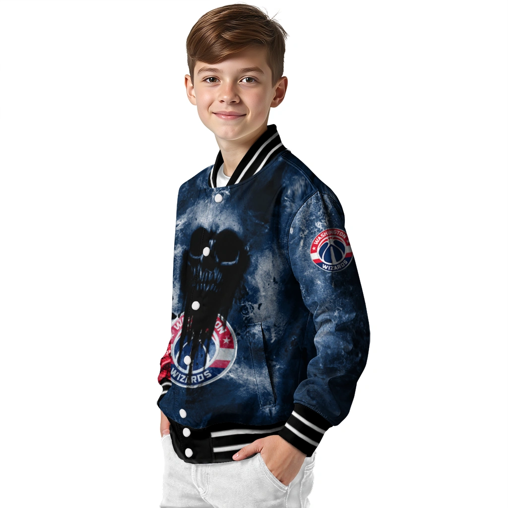 customized washington wizards skull cluster blue varsity jacket trendy customized washington wizards skull cluster blue varsity jacket trendy